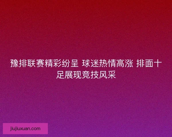 豫排联赛精彩纷呈 球迷热情高涨 排面十足展现竞技风采