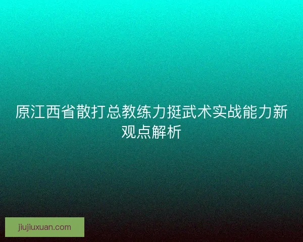 原江西省散打总教练力挺武术实战能力新观点解析 原江西省散打总教练力挺武术实战能力新观点解析